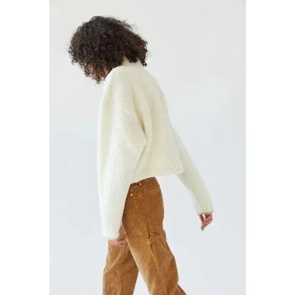 Champion Jacket Exclusive Sherpa Half-Zip Cropped Fleece Size XS Women's White - Picture 11 of 11